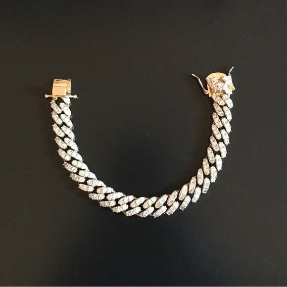 Gold Chain Icy Diamond Miami Cuban 22in 12mm and Matching Diamond Bracelet Set - Picture 4 of 5